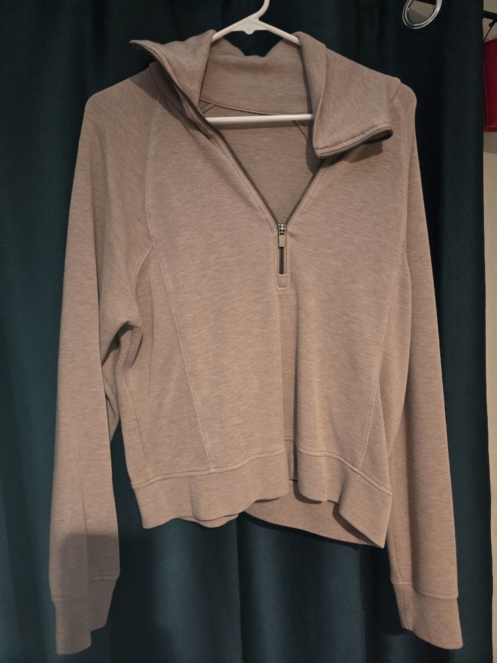 Women’s MEDIUM Half-Zip Pullover Sweatshirt - Taupe